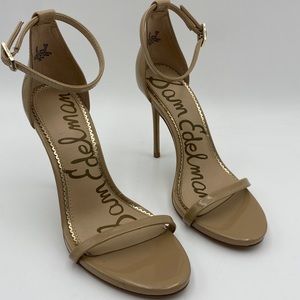 Sam Edelman Nadia Nude Patent Open Toe Heels